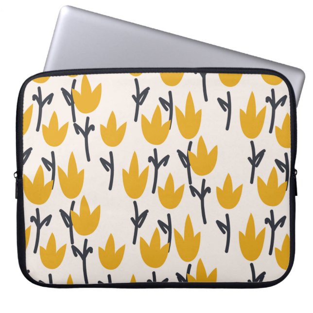Simple tulip flower seamless pattern laptop sleeve (Front)