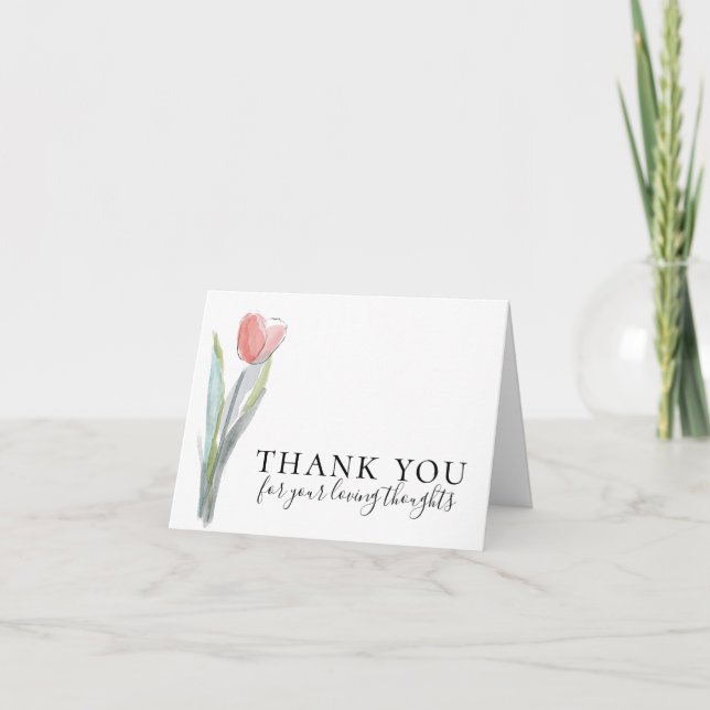 Simple Tulip Funeral Thank You Card (Front)