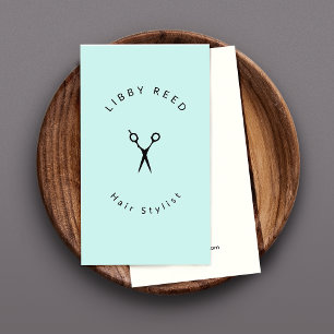 Simple Turquoise Blue Hairstylist Scissors Salon Business Card