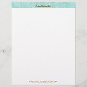 Simple, Turquoise Blue, Linen Look, Minimalist Letterhead Template