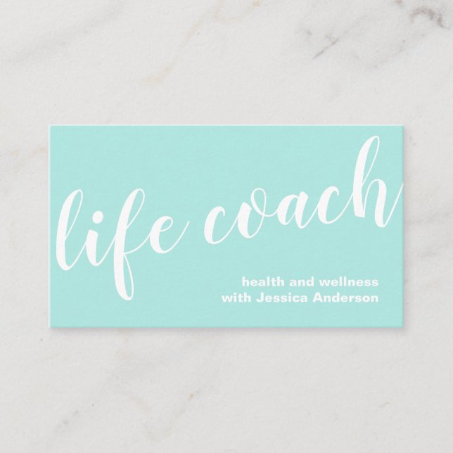 Simple Turquoise Health and Wellness Life Coach Business Card (Front)