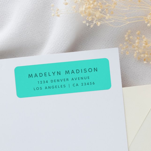 Simple Turquoise Minimalist Elegant Return Address (Creator Uploaded)