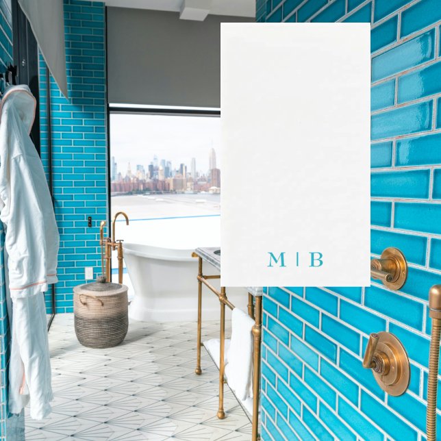 Simple Turquoise Monogram Bathroom Napkin (Creator Uploaded)