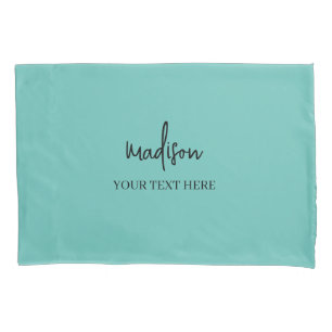 Simple Turquoise Signature With Text Pillow Case