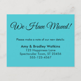 Simple Turquoise We Have Moved Change of Address Enclosure Card