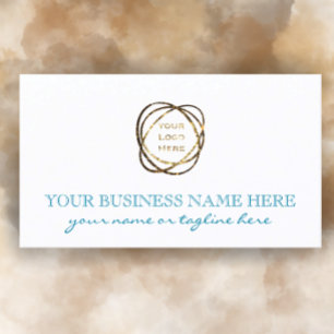 Simple Turquoise White Add Business Logo Custom   Card