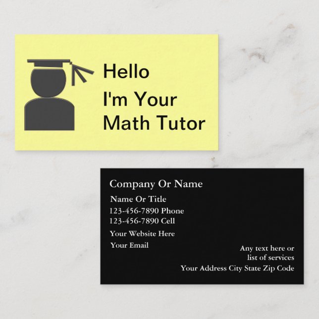 Simple Tutoring Business Cards (Front/Back)