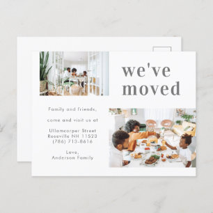 Simple Two Family Photo Minimalist We've Moved Announcement Postcard