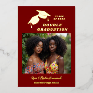 Simple Two Grads Double Graduation Photo Gold