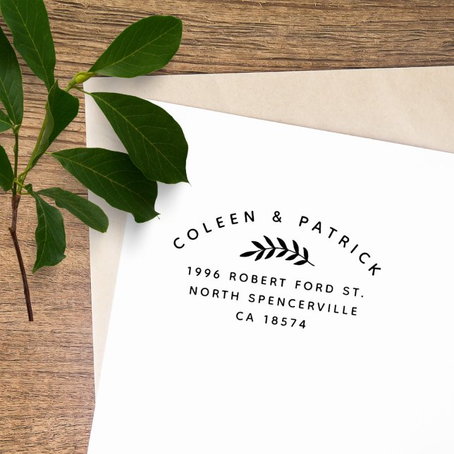 Simple Two Names Elegant Botanical Return Address Rubber Stamp (Creator Uploaded)