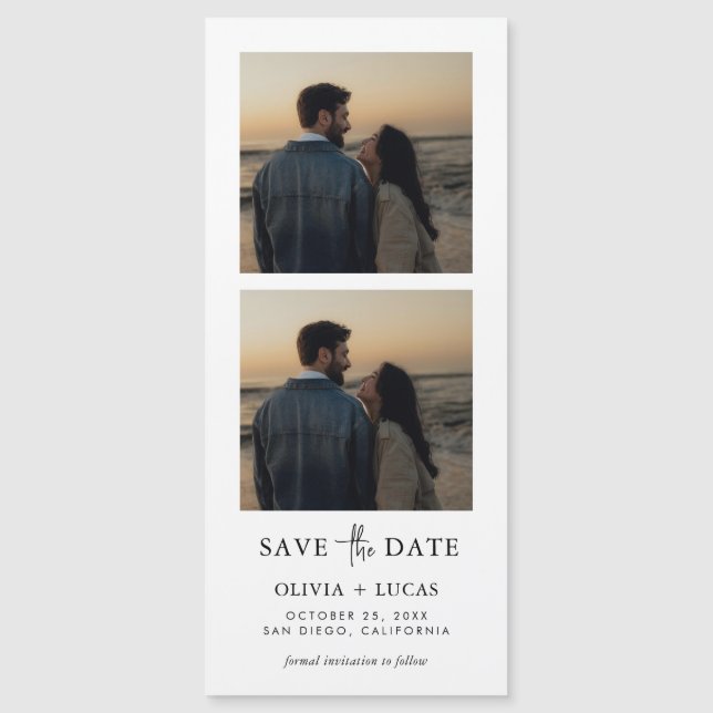 Simple Two Photo Magnetic Wedding Save the Date (Front)