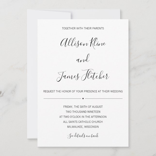 Simple Two-Sided Invitation with Online RSVP (Front)