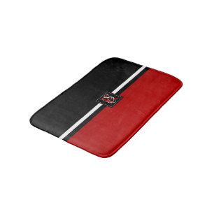 Simple Two Tone Black and Red Initials Monogram Bath Mat