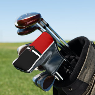 Simple Two Tone Black and Red Initials Monogram Golf Head Cover