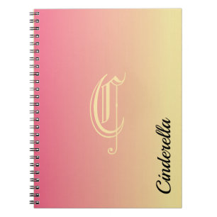 Simple two toned pink and gold personalised name notebook
