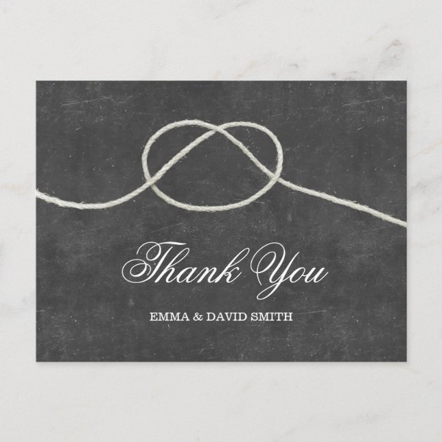 Simple Tying the Knot Chalkboard Thank You Cards (Front)