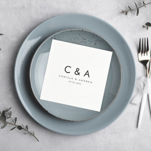 Simple Type Black and White Wedding Monogram Napkin