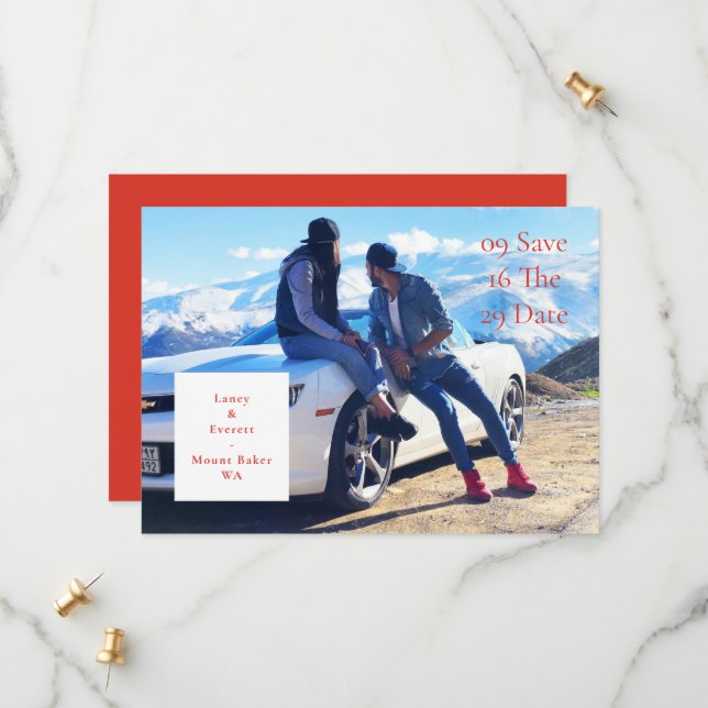 Simple Type Design Full Photo Save The Date (Front/Back In Situ)