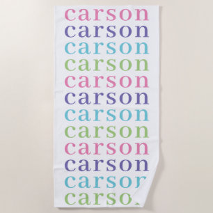 Simple Type Girls Personalised Repeating Name Beach Towel