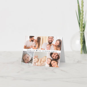 Simple Type Photo Collage Family Baby shower Thank You Card