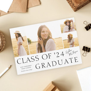 Simple Type Photo Collage Graduation Announcement