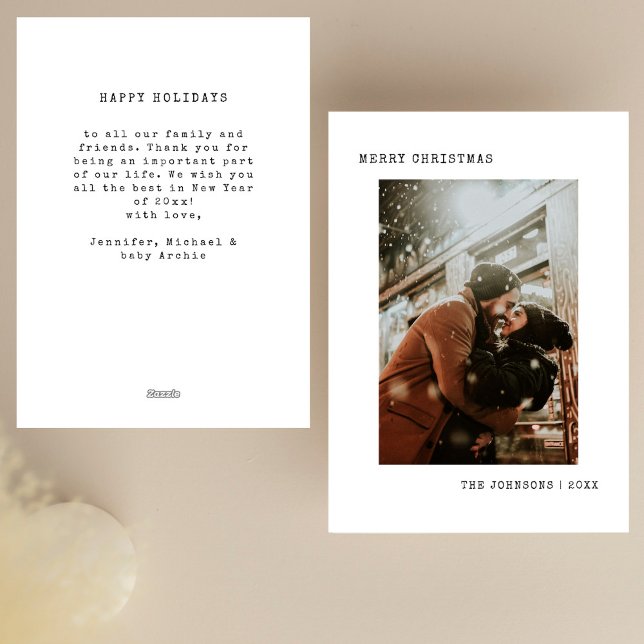 Simple Typewriter Christmas Photo Holiday Card (Creator Uploaded)