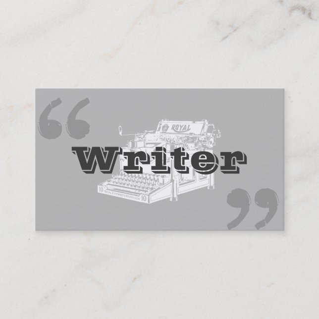 Simple Typewriter Quote Marks Writer Business Card (Front)
