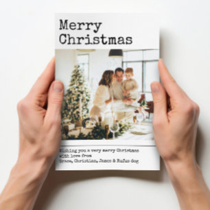 Simple Typewriter Text Minimalist Photo Christmas Holiday Card
