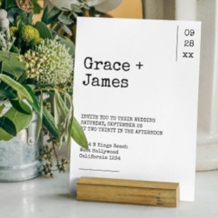 Simple Typewriter Text Minimalist Wedding Invitation