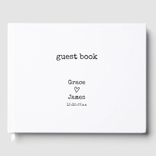 Simple Typewriter Typograph Personalised Wedding Guest Book