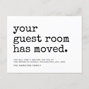 Simple Typewriter Your Guest Room Has Moved Announ Announcement Postcard
