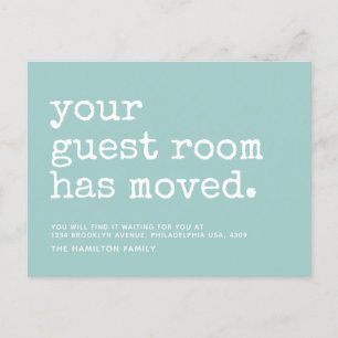 Simple Typewriter Your Guest Room Has Moved Announcement Postcard