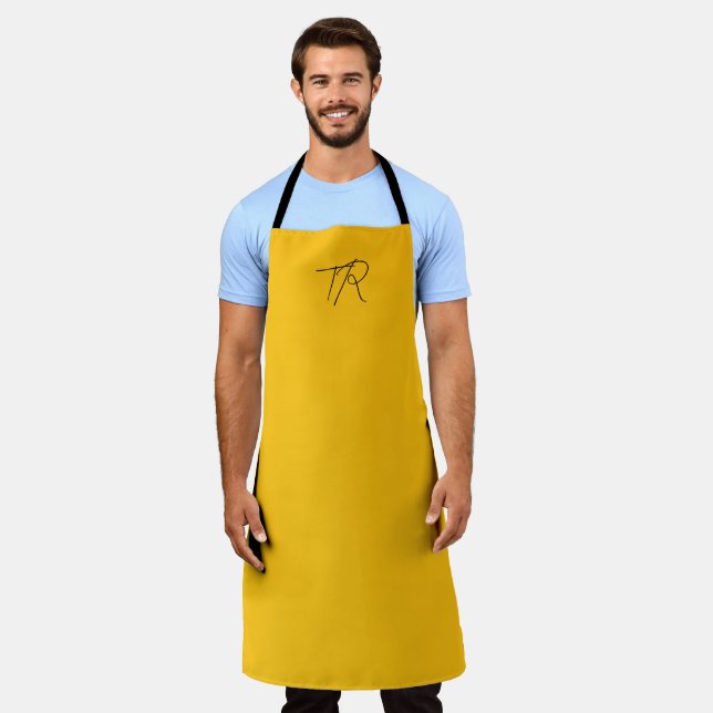 Simple typographic custom initials minimalist apron (Worn)