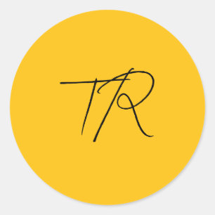 Simple typographic custom initials minimalist classic round sticker