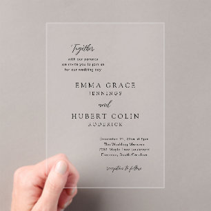 Simple Typographic Modern Elegant Wedding Acrylic Invitations