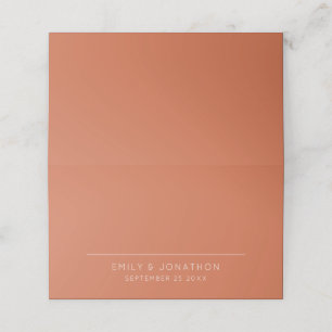 Simple Typographical Names Date Terracotta Wedding Place Card