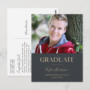 Simple Typography 1-Photo 2023 Graduation Party Postcard