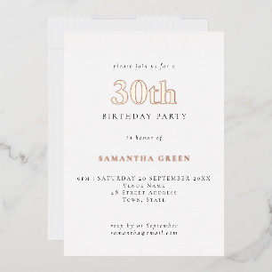 Simple Typography 30th Birthday Rose Gold