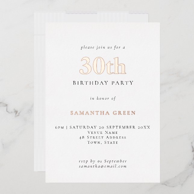 Simple Typography 30th Birthday Rose Gold (Envelope)