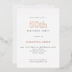 Simple Typography 50th Birthday Rose Gold