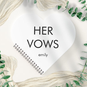 Simple Typography Any Colour Her Vows Heart Shape Notebook