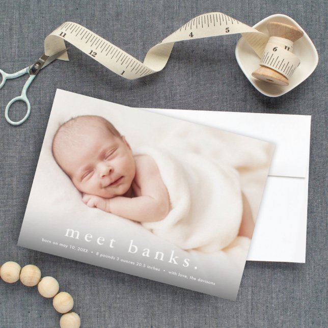 Simple Typography Baby Photo Birth Announcement (Creator Uploaded)