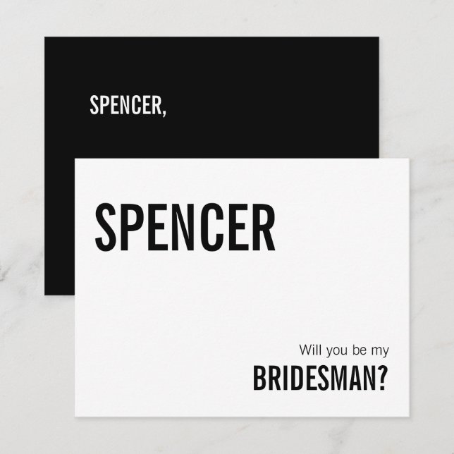 Simple Typography Be My Bridesman Proposal Card (Front/Back)