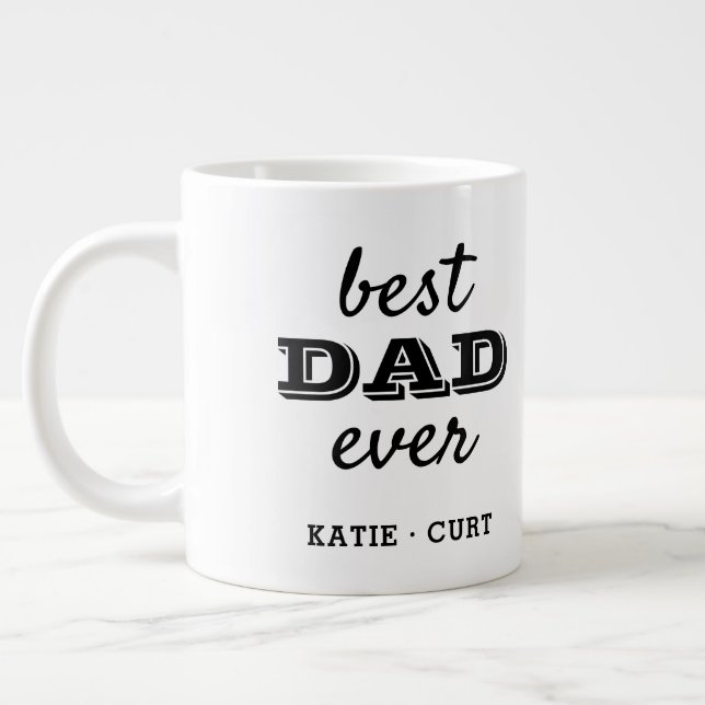 Simple Typography Best Dad Ever Photo Large Coffee Mug (Left)