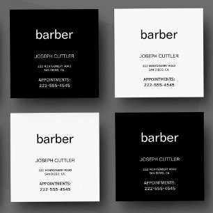 Simple typography black and white barber stylist square business card