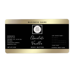 Simple typography black gold cosmetics logo label