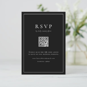 Simple Typography Black QR Code Formal Wedding RSVP Card