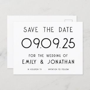 Simple Typography Black White Wedding Announcement Postcard