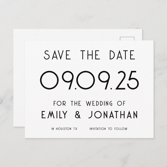 Simple Typography Black White Wedding Announcement Postcard (Front/Back)