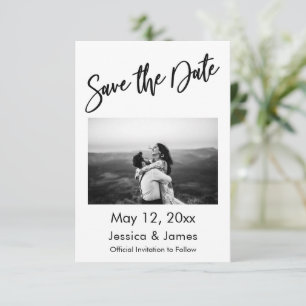 Simple Typography Black & White with Photo Save The Date